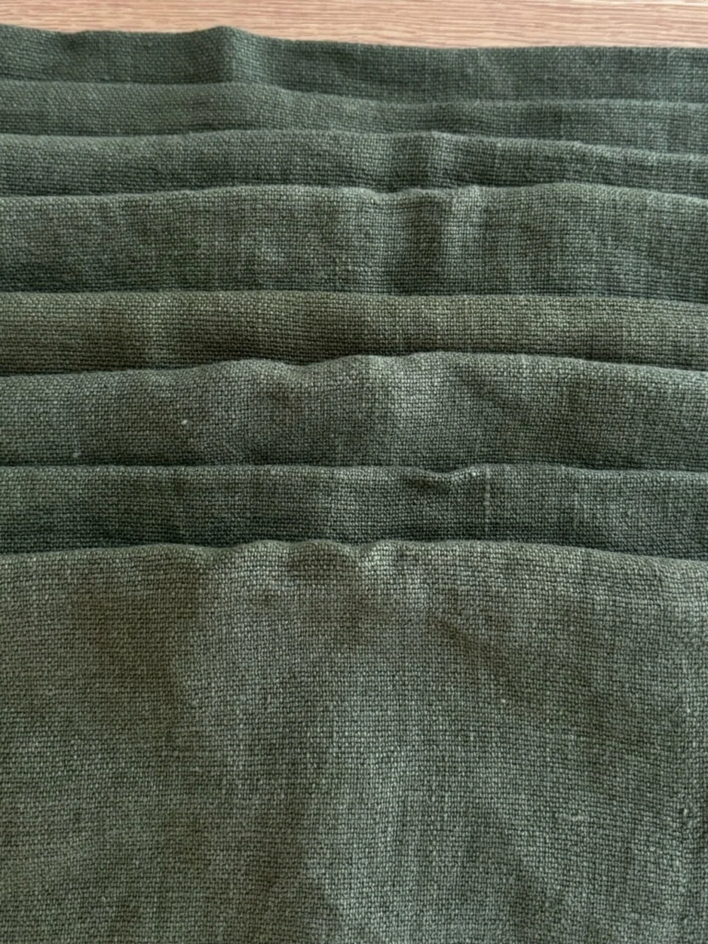 NEW Set of 8 Williams Sonoma Dark Green 100%‎ Linen Fringe Placemats 16x20